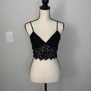Bardot Black Lace Crop Top